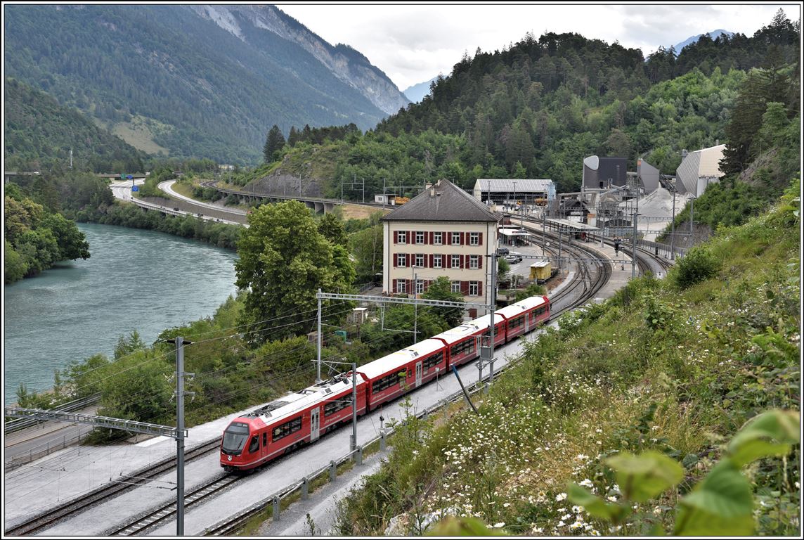 Probefahrt mit neuem ABe 4/16 3111 Capricorn in Reichenau-Tamins.(04.06.2020)