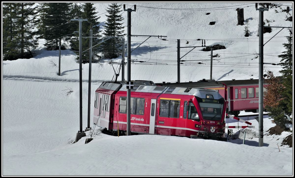 R1436 nach Chur mit ABe 8/12 3510 in Litzirüti. (06.04.2019)