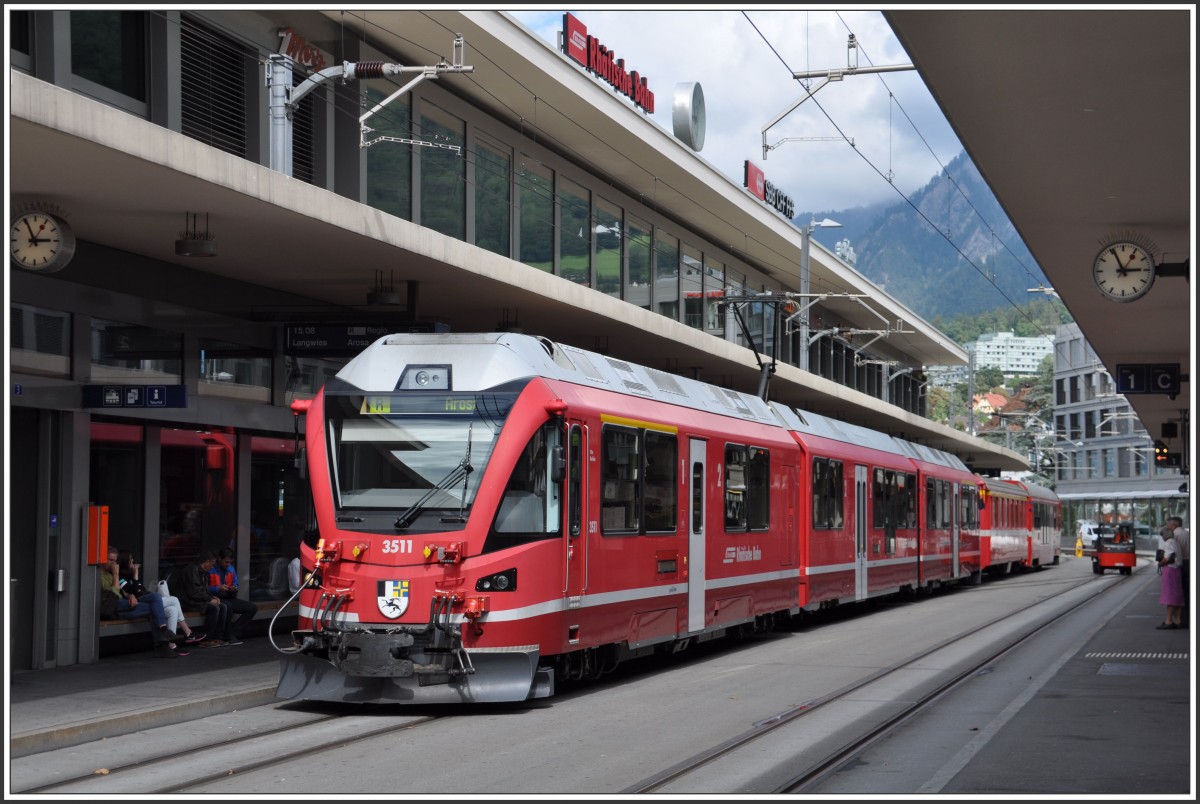 R1449 mit ABe 8/12 3511 nach Arosa in Chur. (02.09.2015)