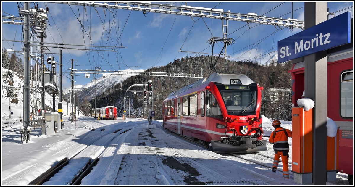R1633 mit ABe 8/12 3503 nach Tirano in St.Moritz (11.12.2018)