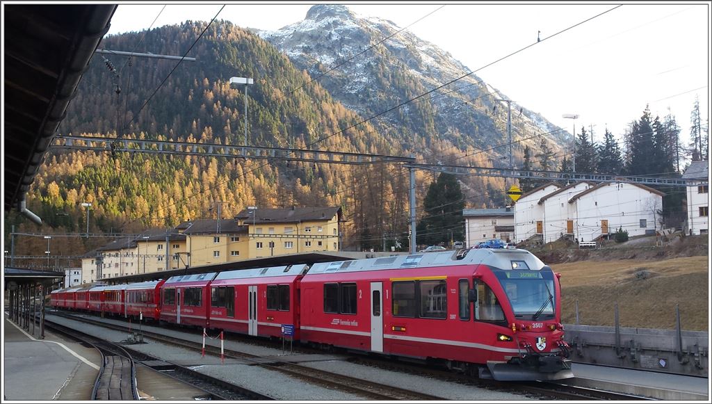 R1652 mit ABe 8/12 3507 in Pontresina. (28.11.2015)