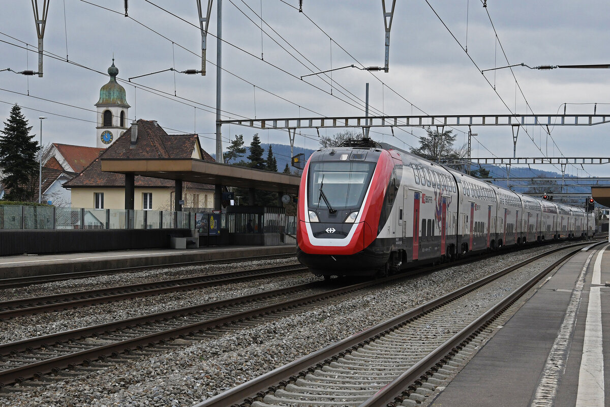 RABDe 502 019-8 Twindexx durchfährt am 27.02.2023 den Bahnhof Rupperswil.