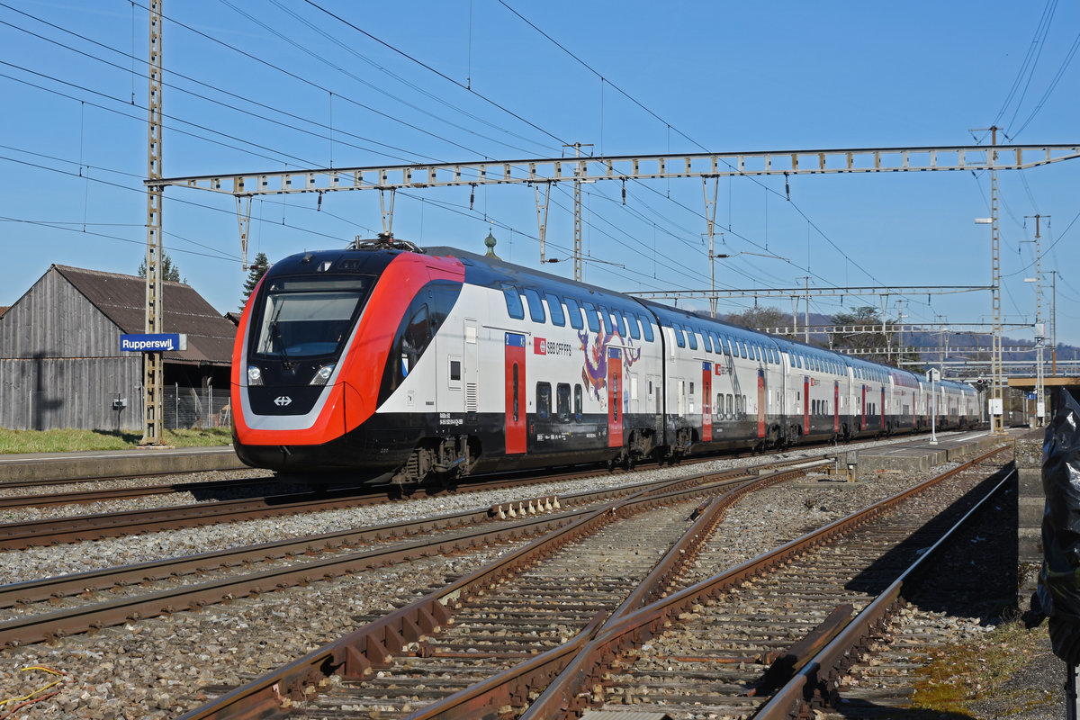 RABe 502 014-9 Twindexx durchfährt den Bahnhof Rupperswil. Die Aufnahme stammt vom 24.02.2020.