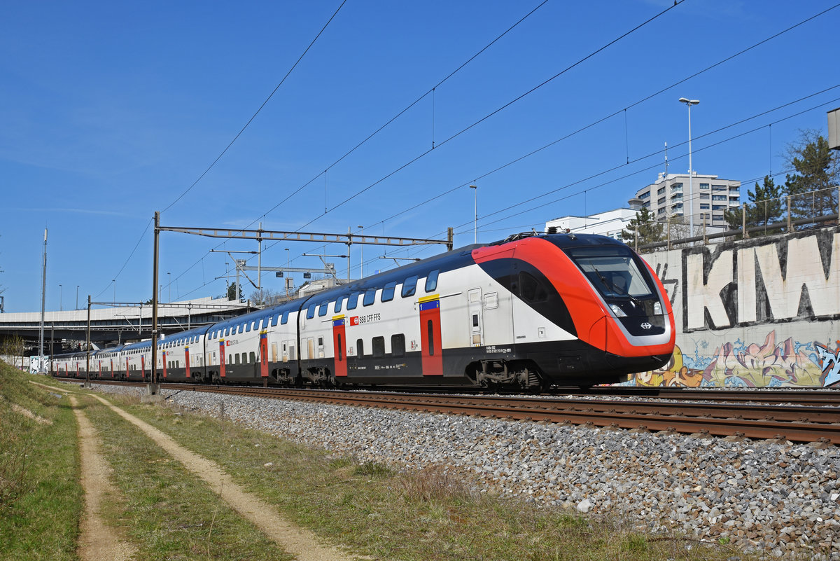 RABe 502 212-9 Twindexx fährt Richtung Bahnhof Muttenz. Die Aufnahme stammt vom 15.03.2020.