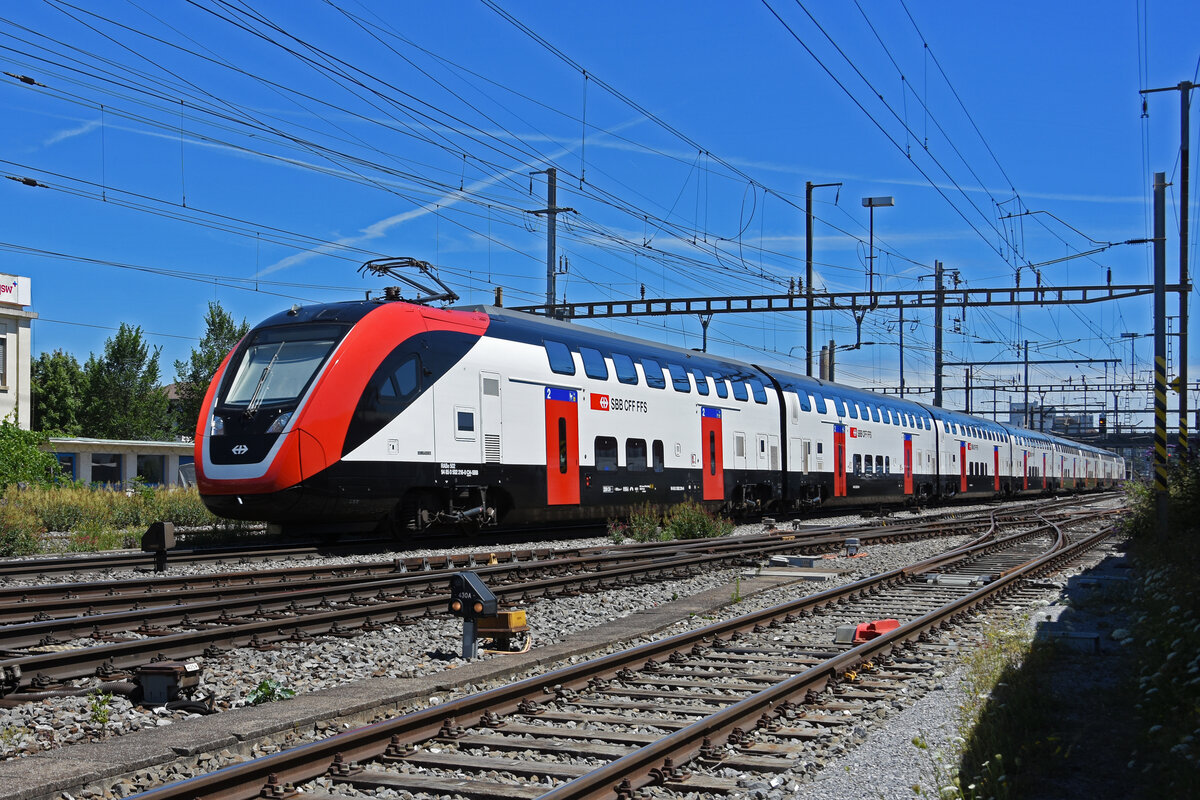 RABe 502 216-0 Twindexx durchfährt den Bahnhof Pratteln. Die Aufnahme stammt vom 13.07.2022.