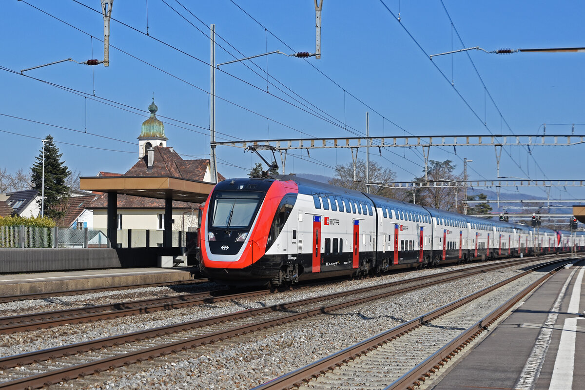 RABe 502 221-0 Twindexx durchfährt den Bahnhof Rupperswil. Die Aufnahme stammt vom 10.03.2022.
