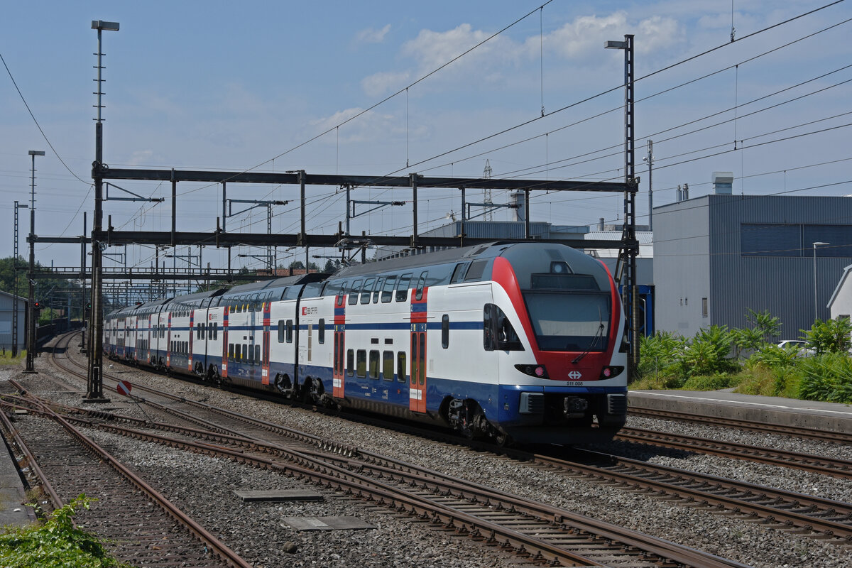 RABe 511 008 KISS durchfährt am 25.07.2022 den Bahnhof Rupperswil.