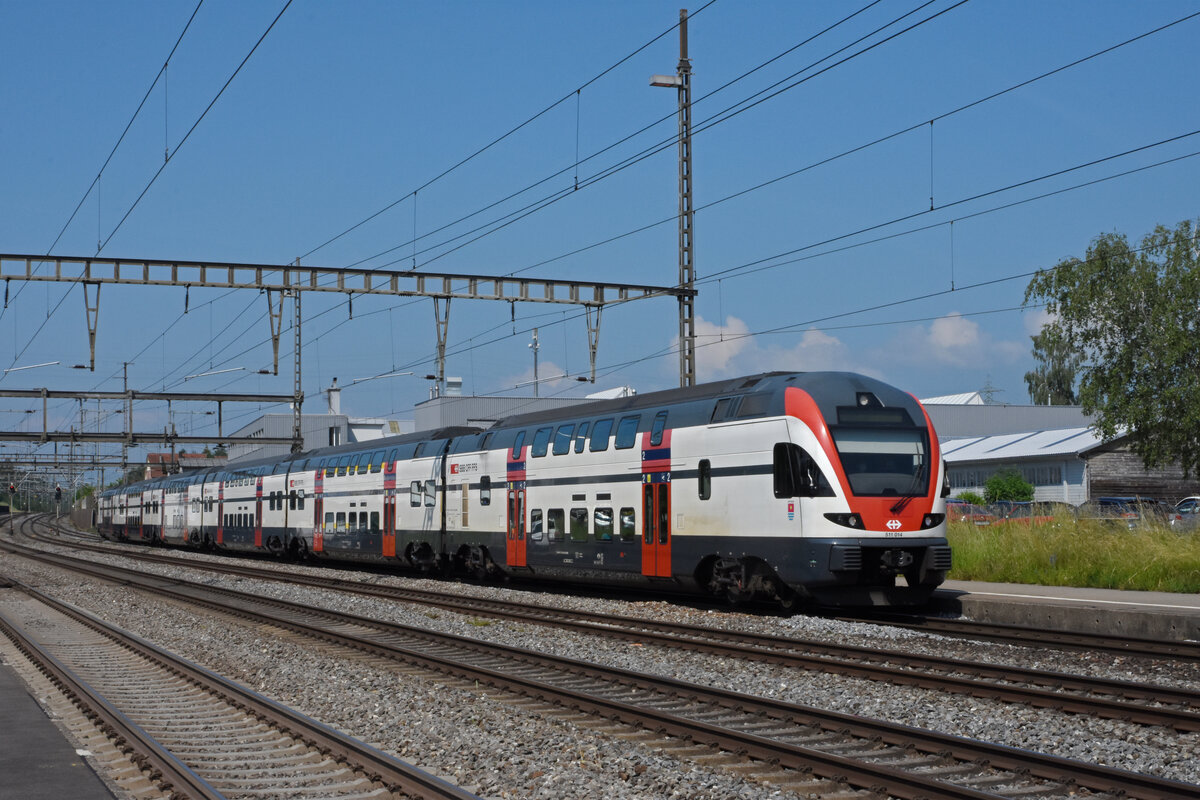 RABe 511 014 KISS durchfährt den Bahnhof Rupperswil. Die Aufnahme stammt vom 10.06.2021.