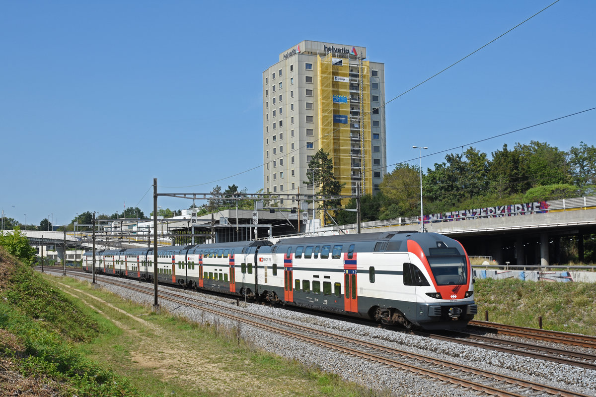 RABe 511 018 fährt Richtung Bahnhof Muttenz. Die Aufnahme stammt vom 31.08.2019.