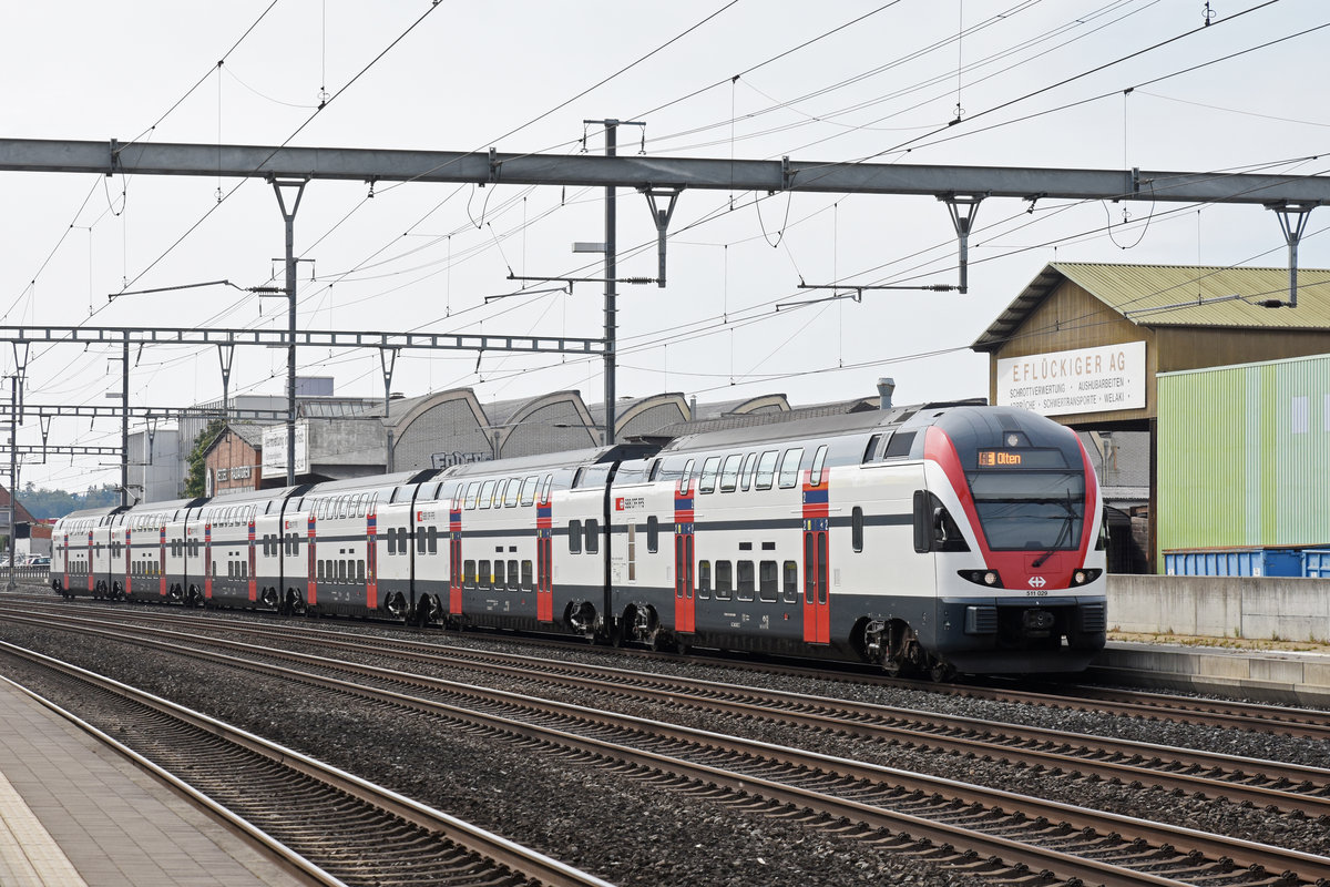 RABe 511 029 durchfährt den Bahnhof Rothrist. Die Aufnahme stammt vom 16.09.2018.
