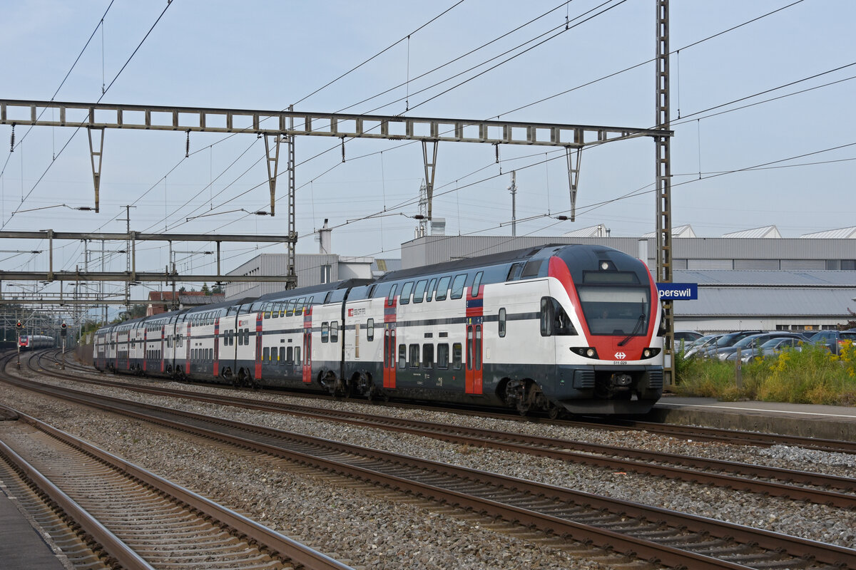 RABe 511 029 KISS durchfährt den Bahnhof Rupperswil. Die Aufnahme stammt vom 07.09.2021.