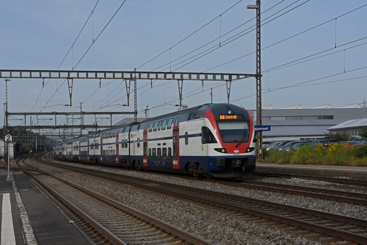 RABe 511 031 KISS durchfährt den Bahnhof Rupperswil. Die Aufnahme stammt vom 07.09.2021.