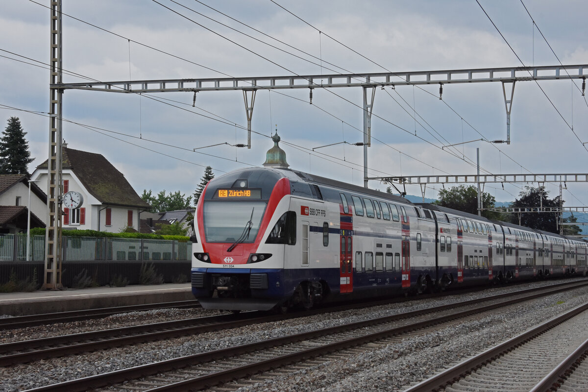 RABe 511 034 KISS durchfährt den Bahnhof Rupperswil. Die Aufnahme stammt vom 17.07.2021.