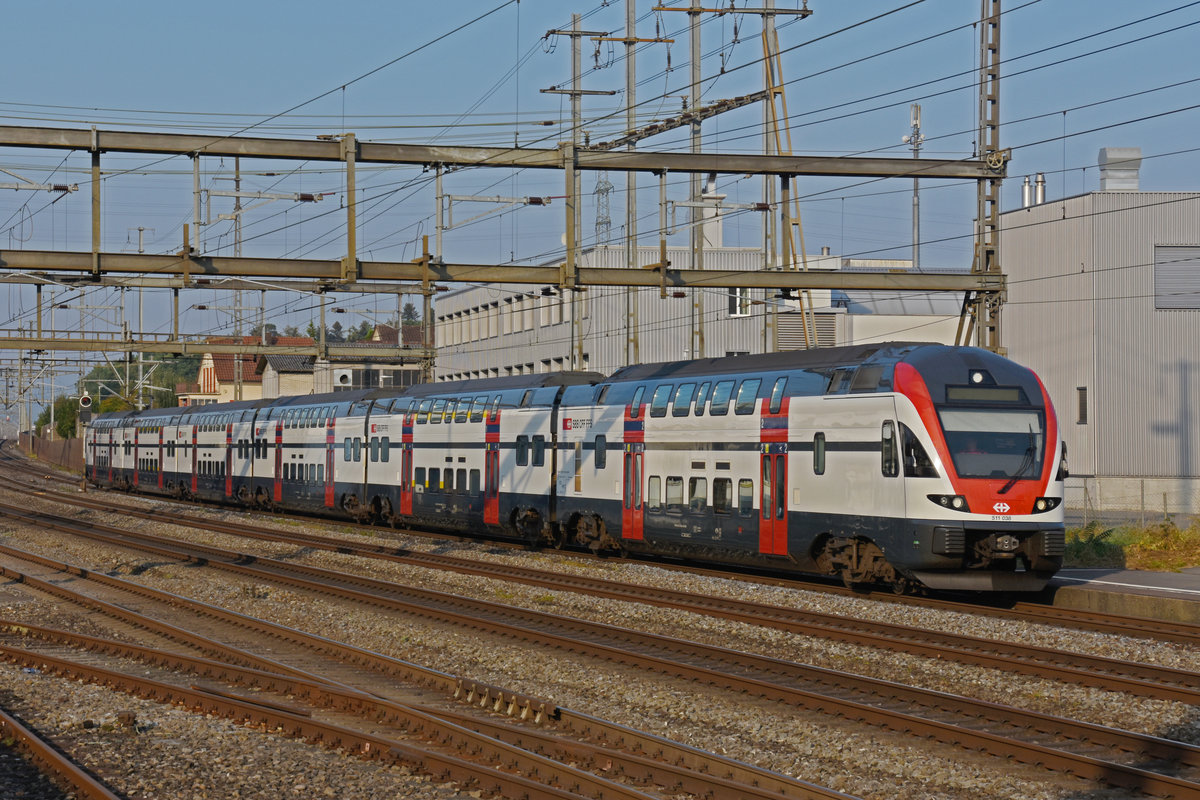 RABe 511 038 durchfährt den Bahnhof Rupperswil. Die Aufnahme stammt vom 14.09.2020.