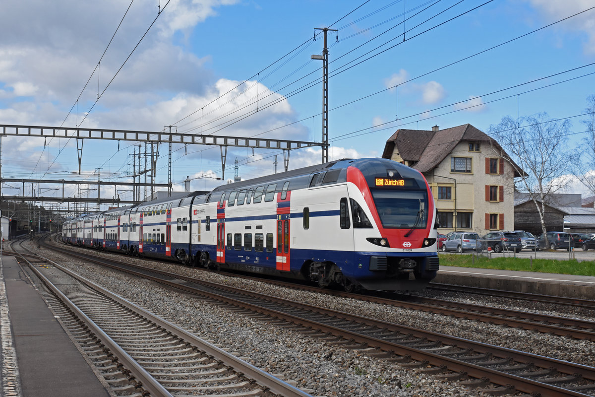 RABe 511 039 durchfährt den Bahnhof Rupperswil. Die Aufnahme stammt vom 13.03.2020.