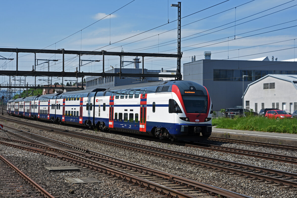 RABe 511 041 KISS durchfährt den Bahnhof Rupperswil. Die Aufnahme stammt vom 12.05.2022.
