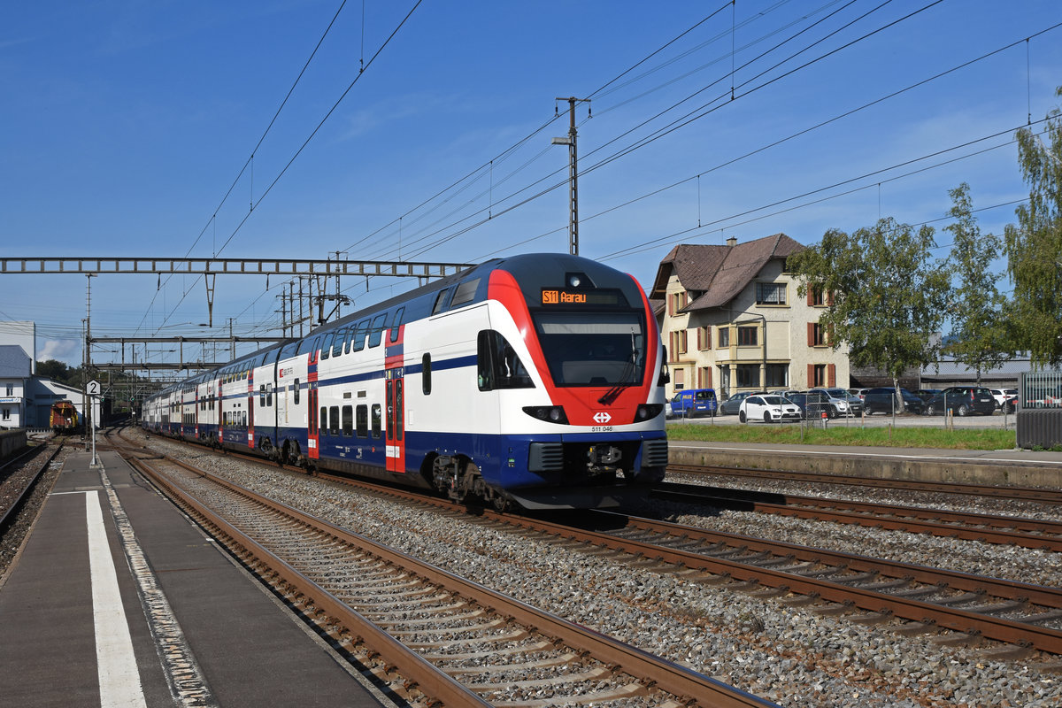 RABe 511 046, auf der S11, durchfährt den Bahnhof Rupperswil. Die Aufnahme stammt vom 10.09.2019.