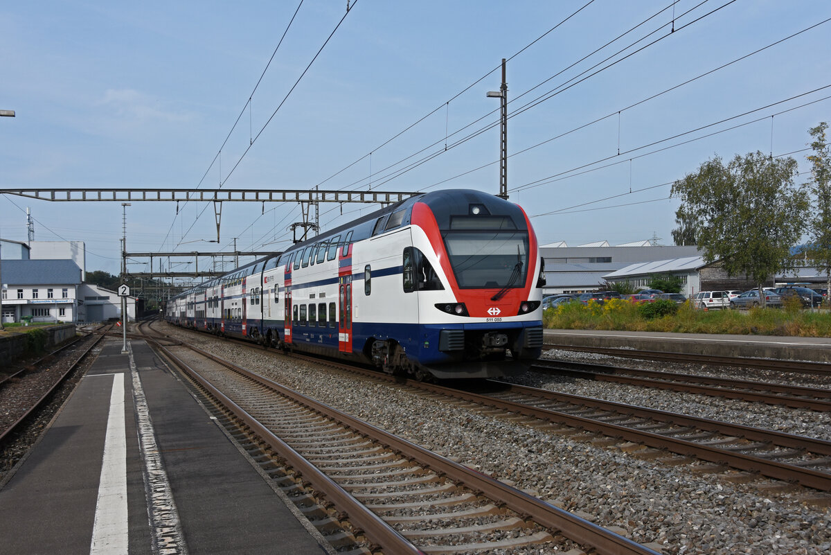 RABe 511 055 KISS durchfährt den Bahnhof Rupperswil. Die Aufnahme stammt vom 07.09.2021.