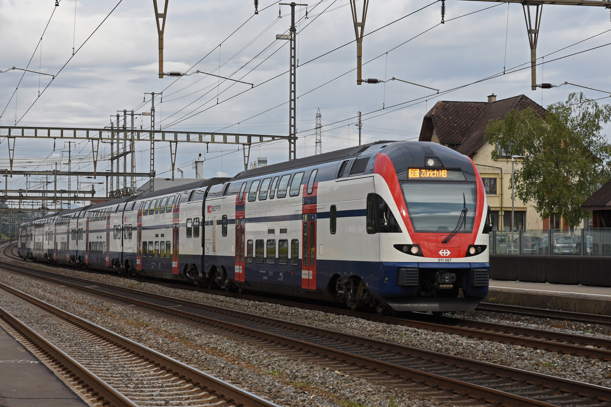 RABe 511 057 durchfährt den Bahnhof Rupperswil. Die Aufnahme stammt vom 31.07.2019.