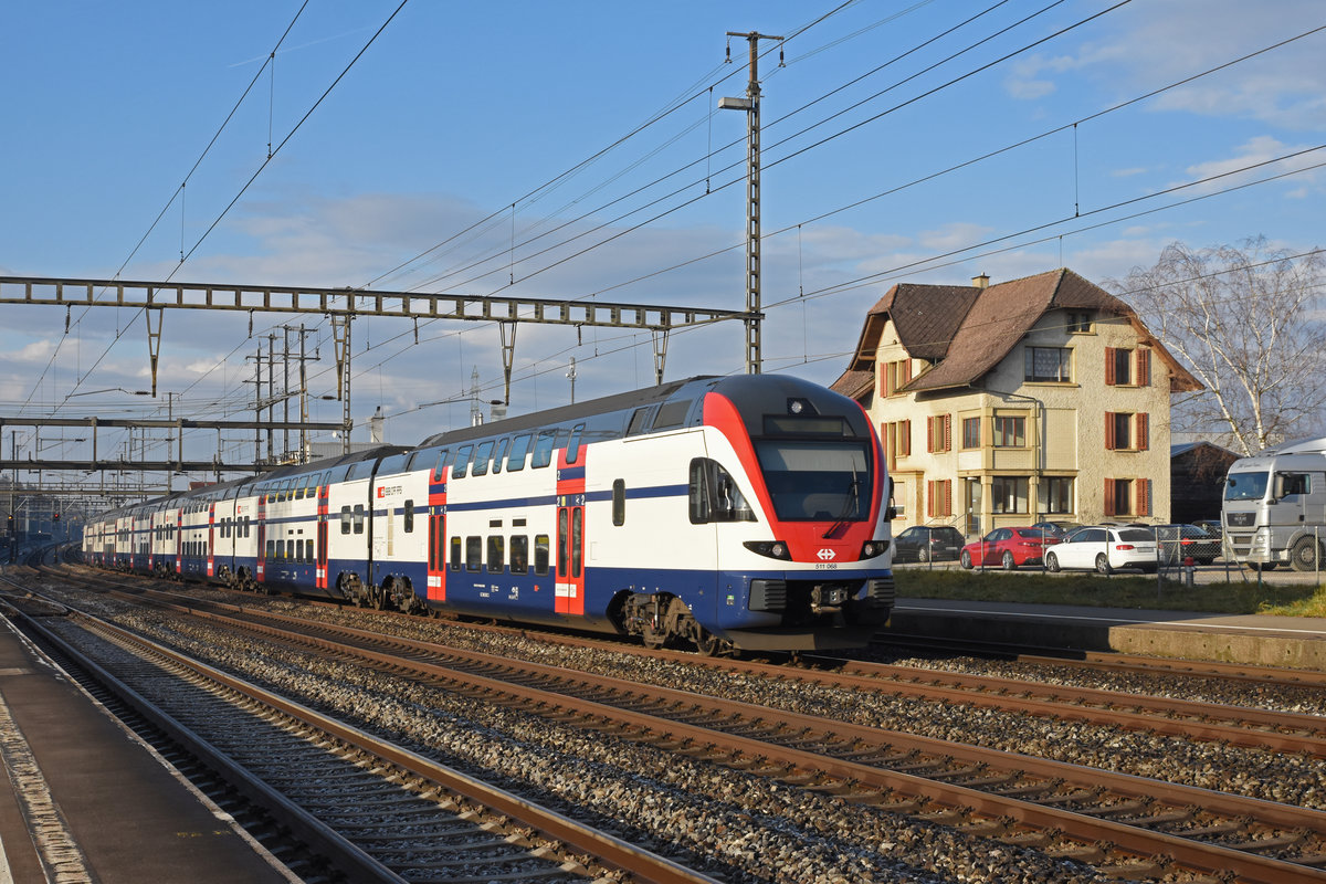 RABe 511 068 durchfährt den Bahnhof Rupperswil. Die Aufnahme stammt vom 17.01.2020.