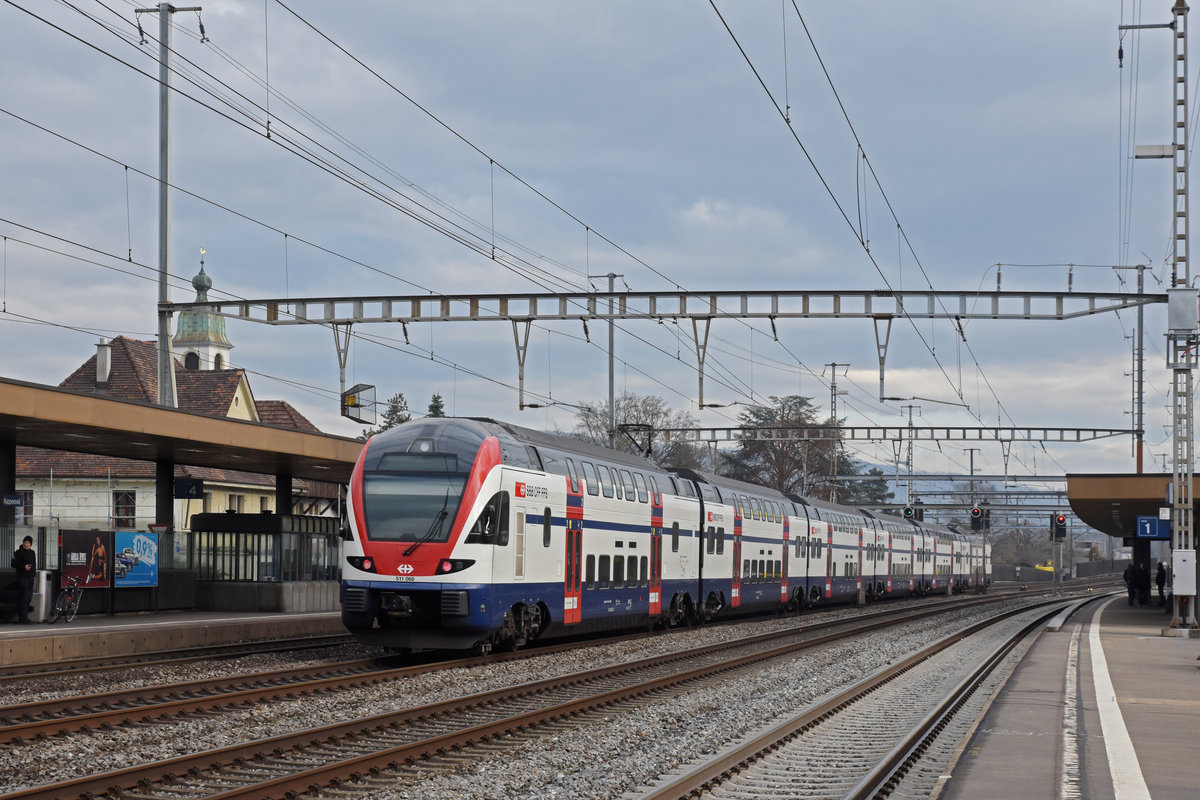 RABe 511 068 durchfährt den Bahnhof Rupperswil. Die Aufnahme stammt vom 17.01.2020.