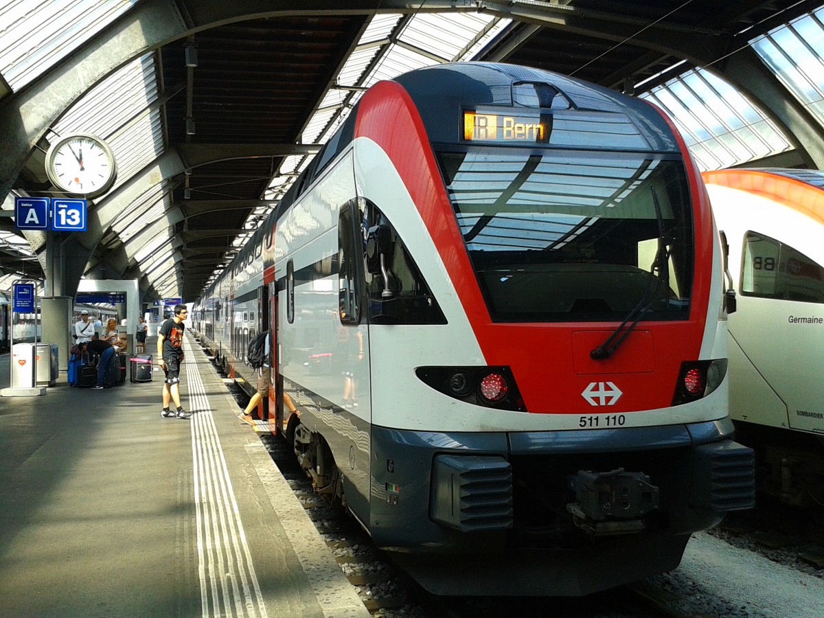 RABe 511 110 als IR 2368 (Zürich HB - Bern) am 24.7.2015 in Zürich HB.