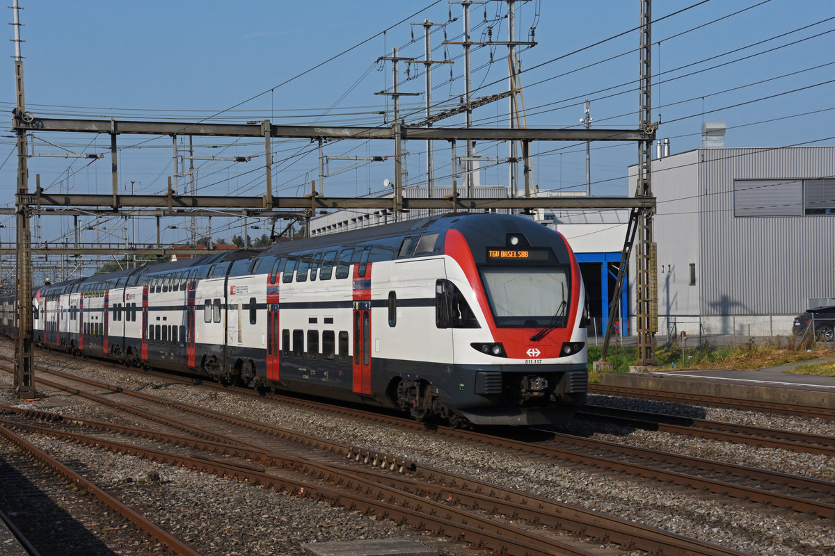 RABe 511 117 durchfährt den Bahnhof Rupperswil. Die Aufnahme stammt vom 14.09.2020.