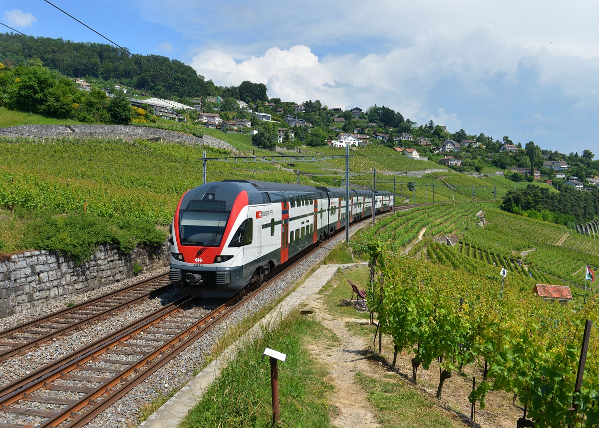 RABe 511 119 als RE am 17.06.2014 bei Grandvaux. 