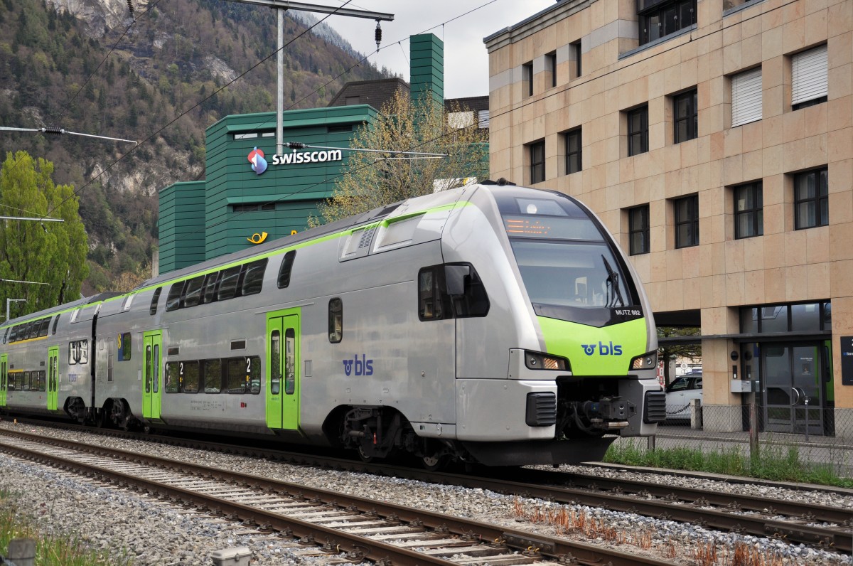 RABe 515 (Mutz) 2 beim Bahnhof Interlaken West. Die Aufnahme stammt vom 19.04.2014.