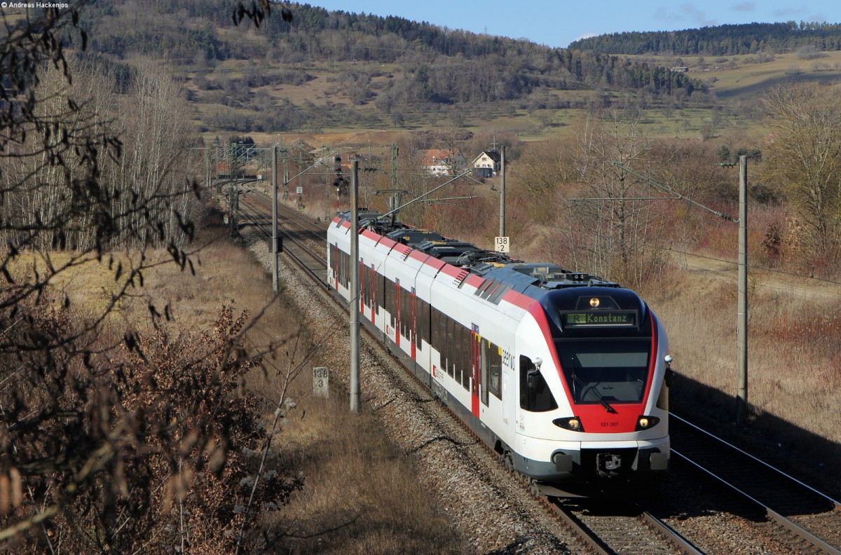 RABe 521 207-1 als SBB87683 (Engen-Konstanz) bei Welschingen 12.2.14