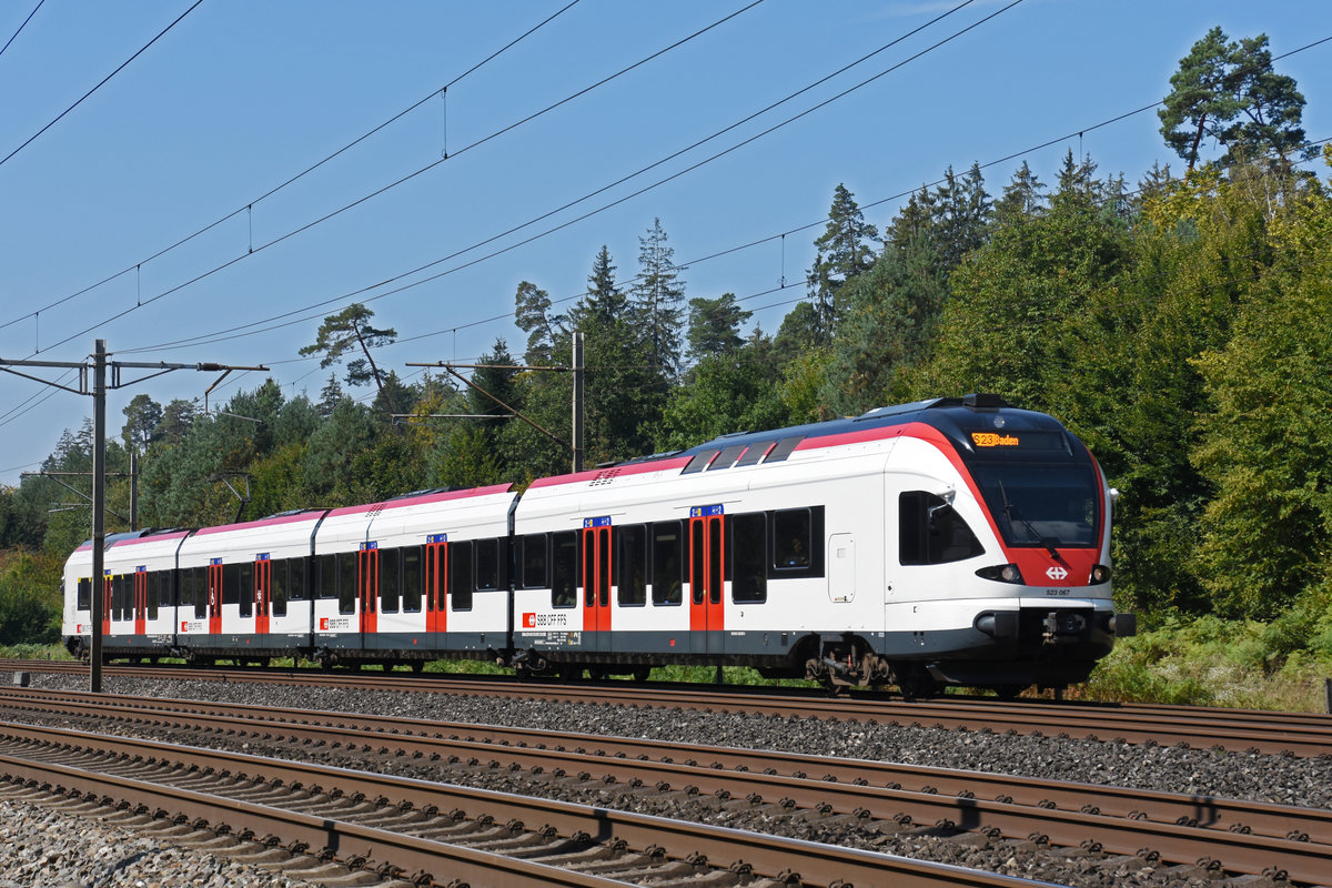 RABe 523 067, auf der S23, fährt Richtung Bahnhof Rupperswil. Die Aufnahme stammt vom 14.09.2020.
