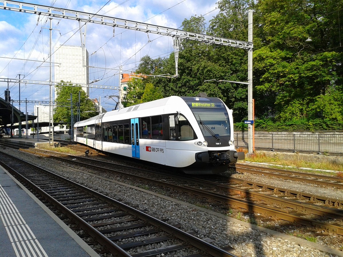 RABe 526 786-7 als S2 23229 (St. Gallen Altstätten SG) am 25.7.2015 bei der Abfahrt in St. Gallen.