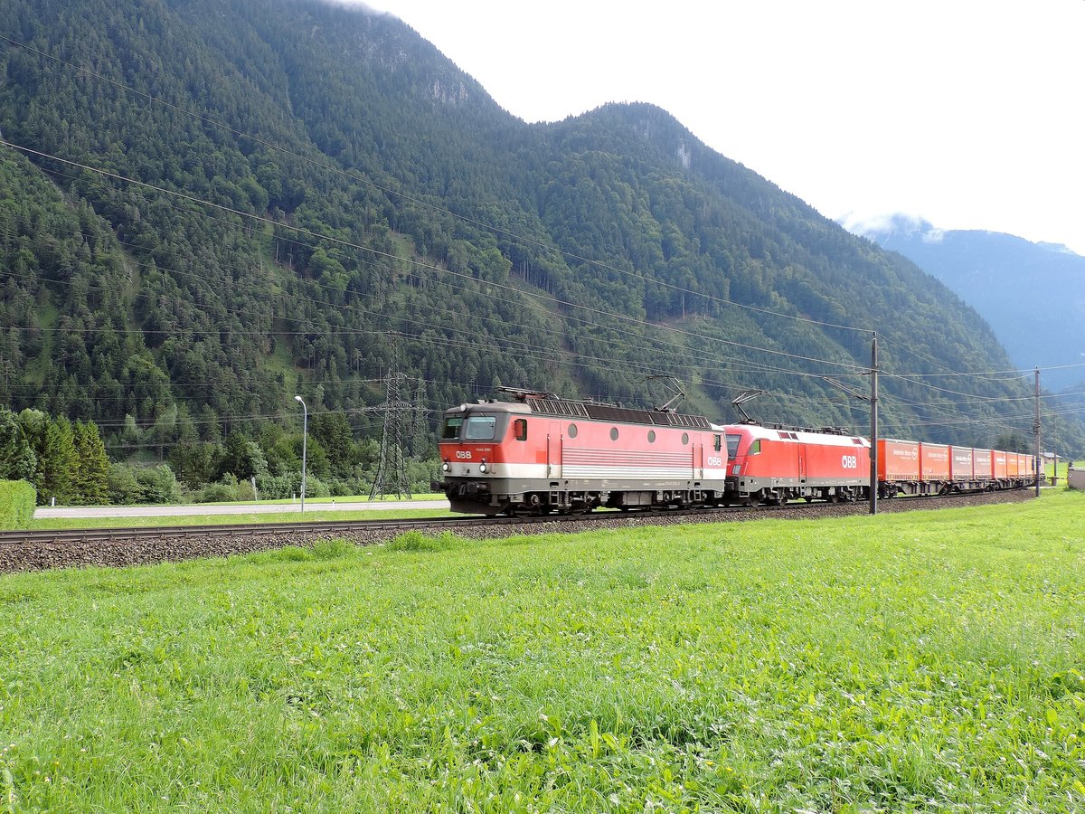 Radin - 28/07/2017 : Bergwärtz fahrende KLV Gebrüder Weiss, mit der 1144 290 und eine unbek. 1116er...