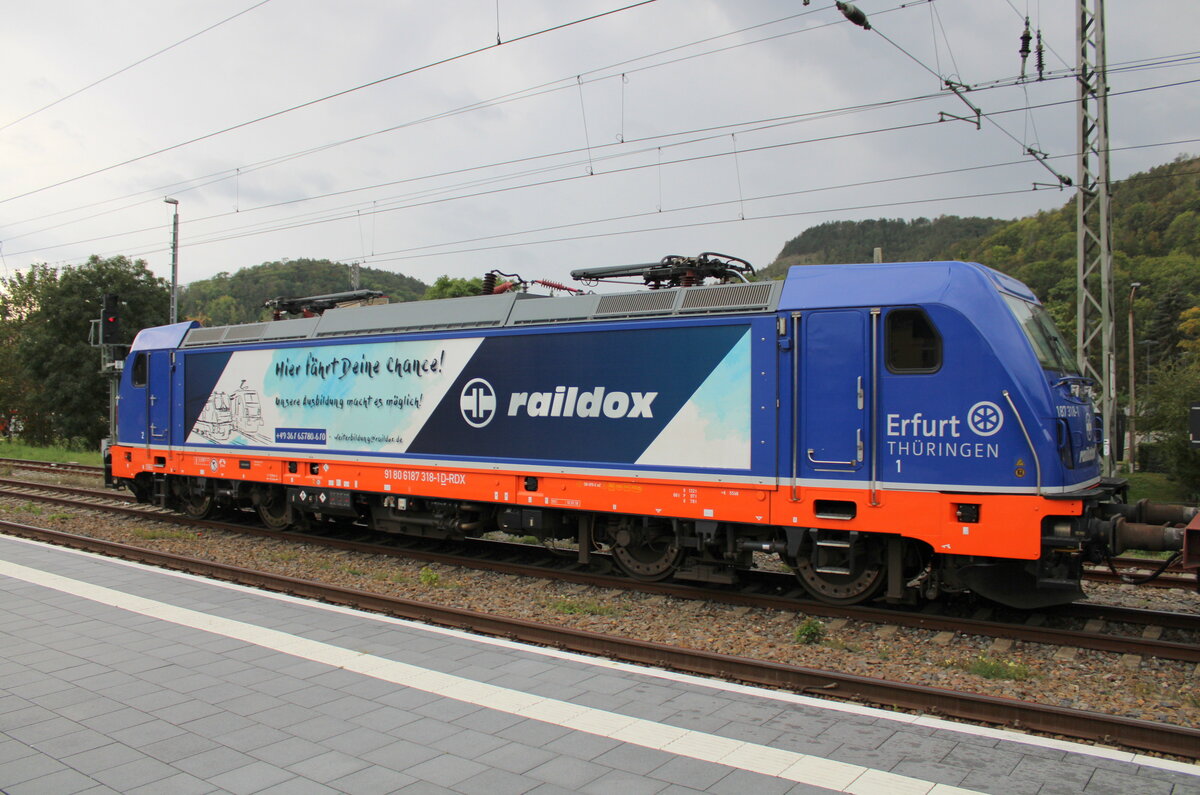 Raildox 187 318-1 am 03.10.2023 abgestellt in Jena-Gschwitz.