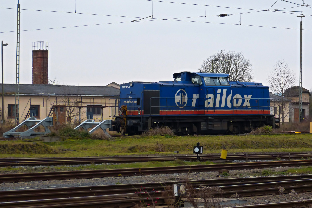 Raildox 203 126-8 im Bahnhof Nordhausen 23.12.2017. 
