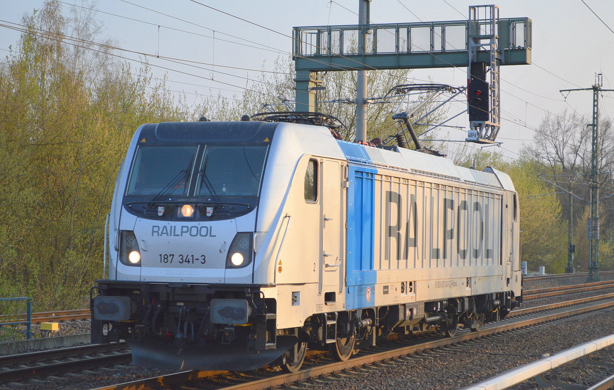 Raildox GmbH & Co. KG mit der Rpool  187 341-3  [NVR-Number: 91 80 6187 341-3 D-Rpool] am 08.04.19 Berlin-Blankenburg.