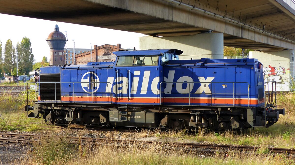 RAILDOX V 100, 203 126-8 ( 9280 1203 126-8 D-RDX ) übers Wochenende abgestellt in Gera am 22.10.2022