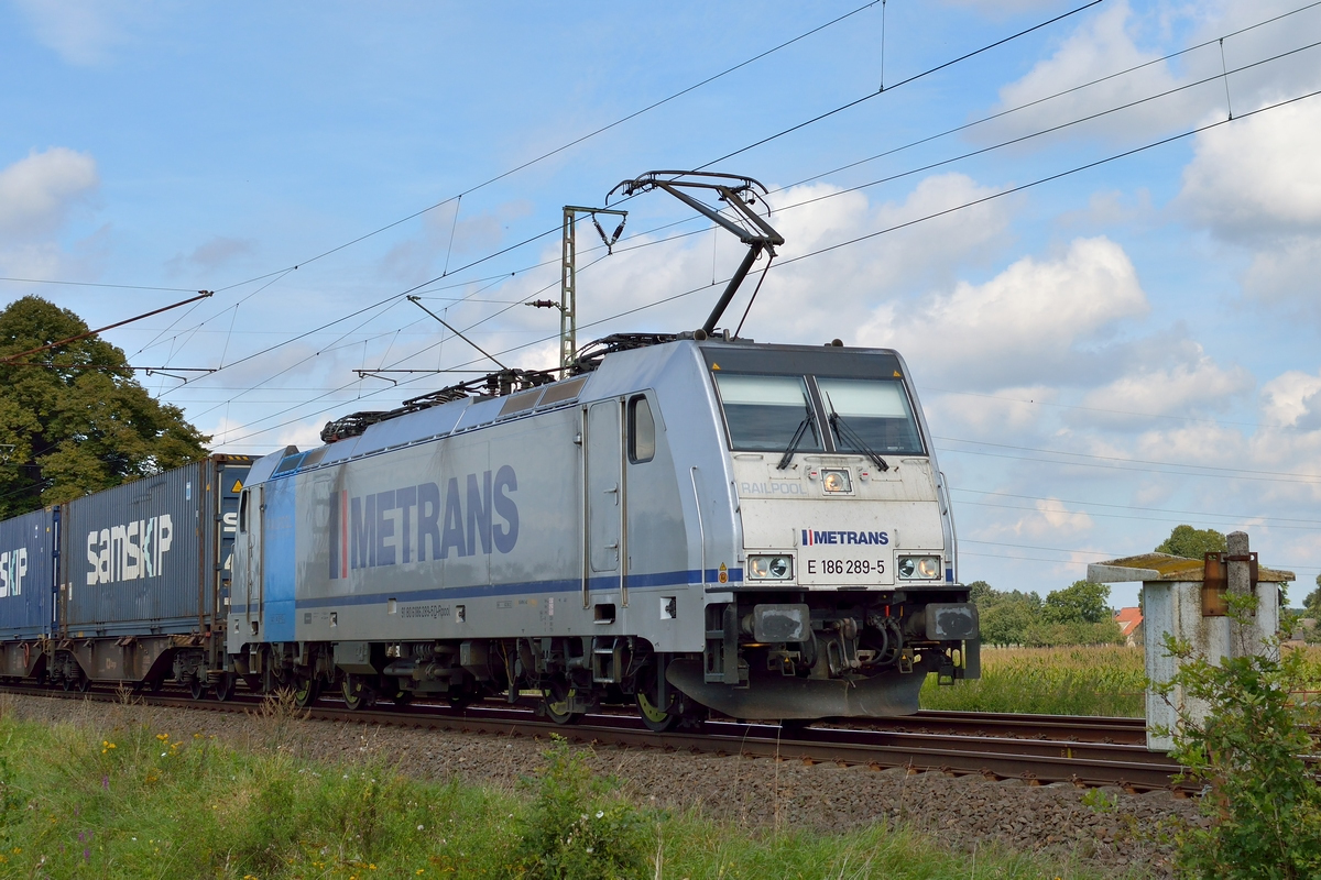 Railpool / METRANS E 186 289-5 am 28.08.2014 in Voerde (Niederrhein).
