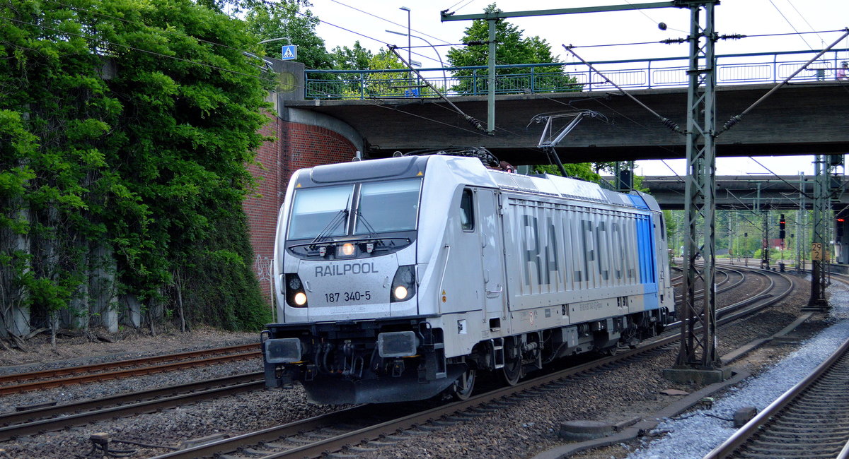 Railpool GmbH, München [D]  187 340-5  [NVR-Nummer: 91 80 6187 340-5 D-Rpool], aktueller Mieter? am 03.06.20 Vorbeifahrt Bf. Hamburg-Harburg.