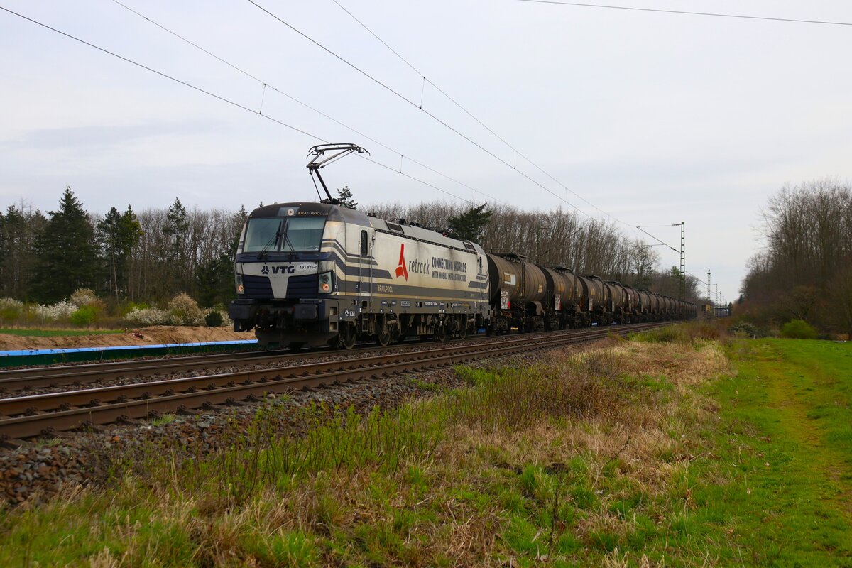 Railpool/Retrack VTG Siemens Vectron 193 825-7 mit Kesselwagen in Mainz Bischofsheim am 17.03.24