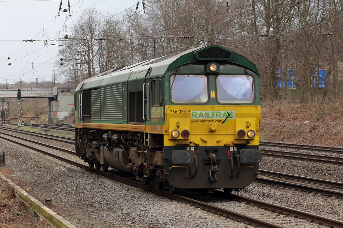 Railtraxx 266 024-9 am Abzweig Duisburg Lohtarstraße 18.3.2019