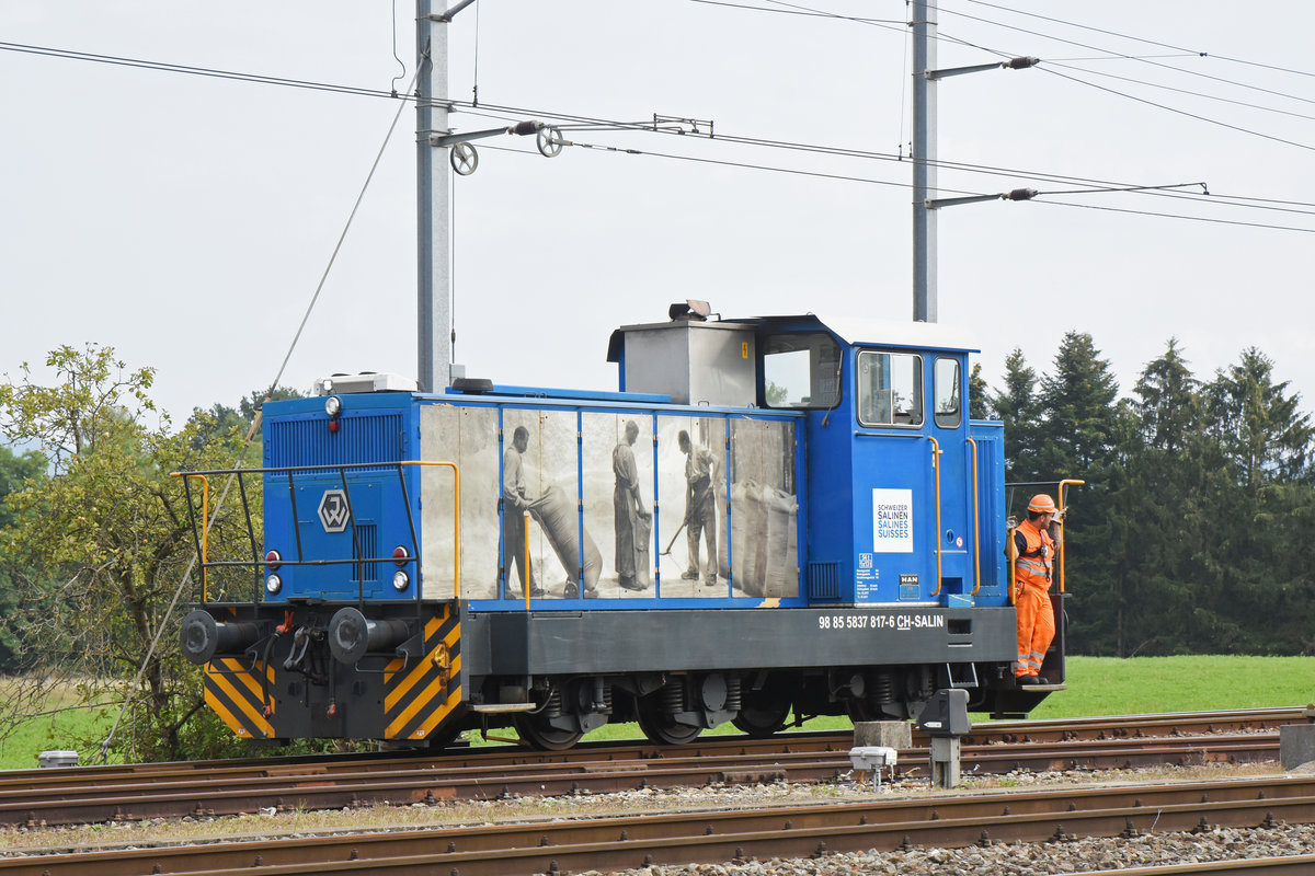 Rangierlok 837 817-6 rangiert beim Bahnhof Möhlin. Die Aufnahme stammt vom 06.09.2018.
