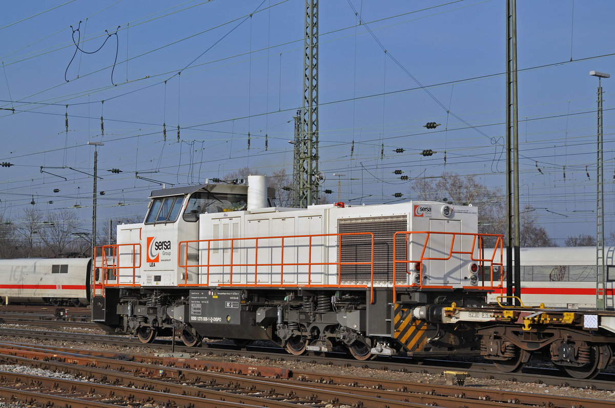 Rangierlok 9280 1275 008-1 durchfährt den Badischen Bahnhof. Die Aufnahme stammt vom 06.02.2018.