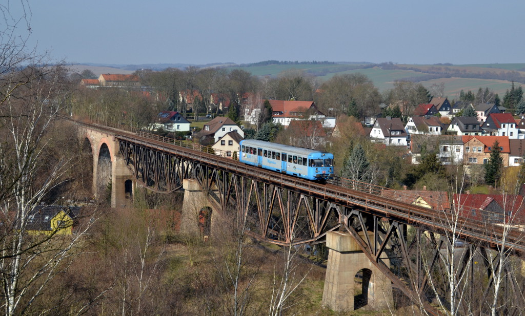 RB 34985 Wippra - Klostermansfeld am 19.03.2015 auf dem Mansfelder Viadukt