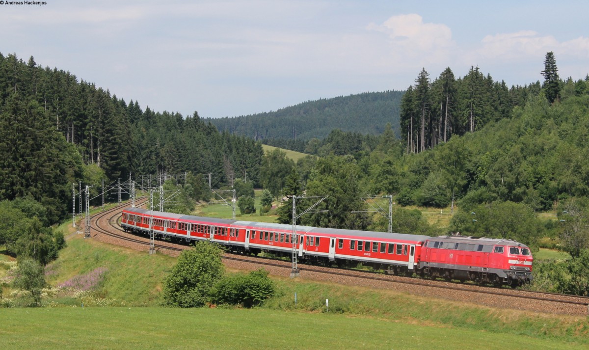 RB 38678 (Singen(Htw)-Weinheim(Bergstr)) mit Schublok 218 484-4 bei St.Georgen 26.7.13