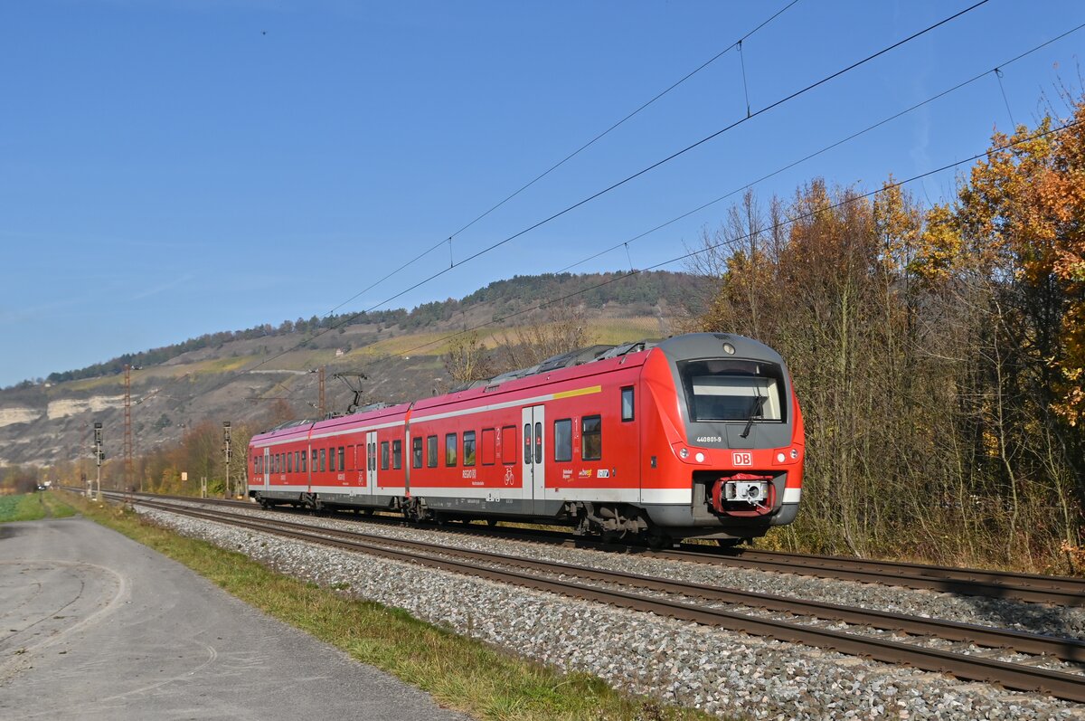 RB 53 nach Jossa bei Thüngersheim gen Retzbach fahrend. 9.11.2021