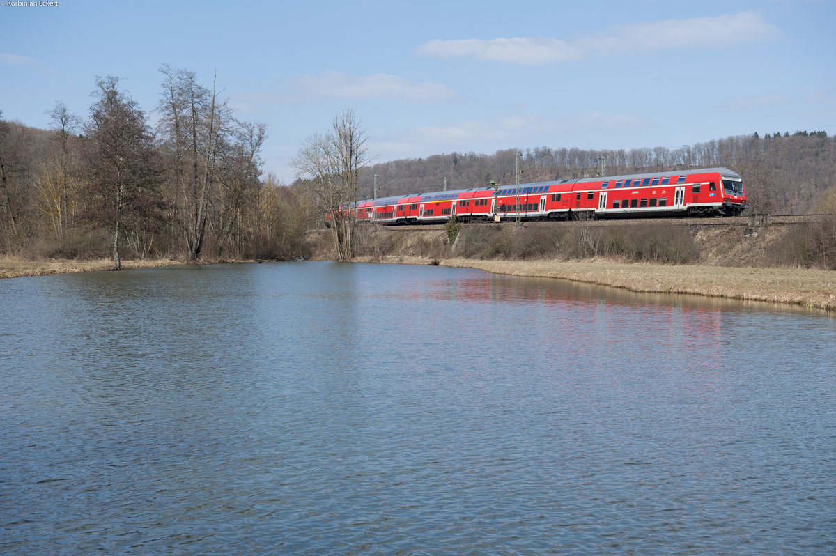 RB 59151 von Treuchtlingen nach München Hbf bei Pappenheim, 24.03.2018