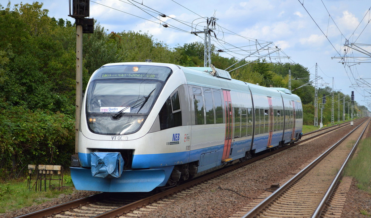 RB12 nach Berlin Ostkreuz mit NEB VT 0003 am 27.07.20 Einfahrt BF. Berlin Hohenschönhausen.