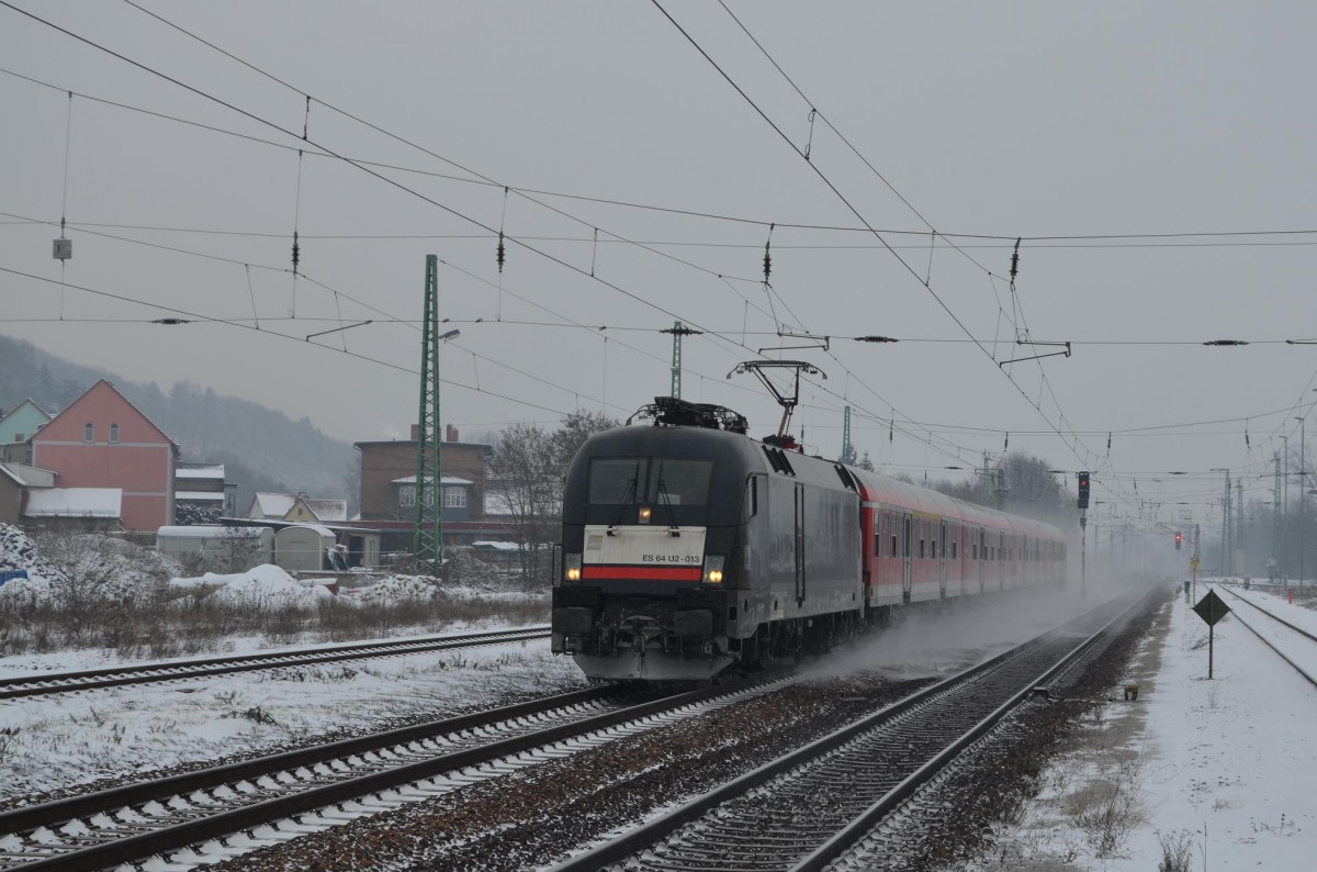 RB20 Halle-Eisenach (Saale) mit 182 512-4/ES 64 U2 012 in Großheringen 25.01.2014