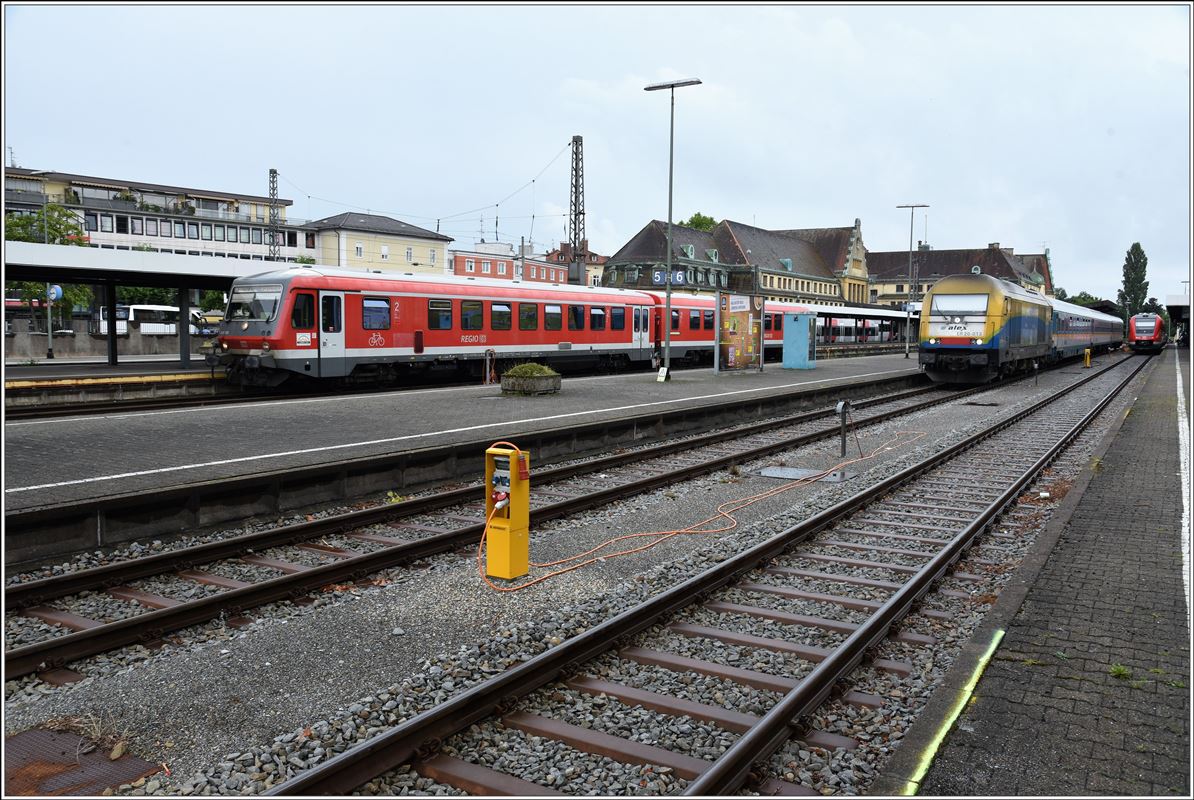 RB22720 nach Friedrichshafen Hafen mit einem 628/928 Gespann verlässt Lindau Hbf. (05.07.2018)